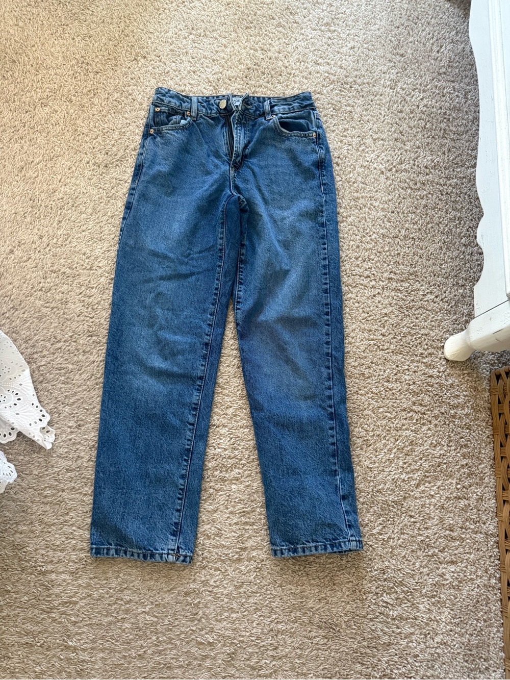 Garage Mid Wash Straight Leg Jeans - Blue - Picture 2 of 6
